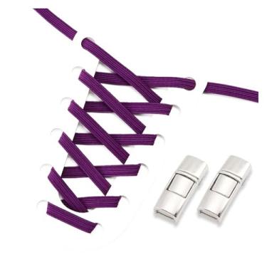 Imagem de No Tie Shoe Laces Men And Women Sneakers Metal Lock Lazy People Shoelace Elastic Shoelaces Shoe Accessories(Purple)