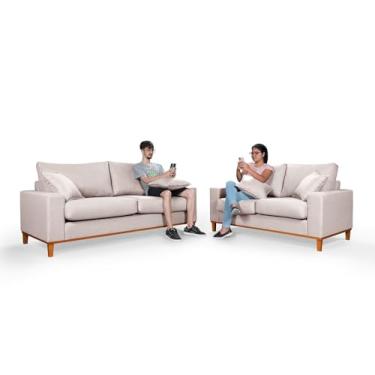 Imagem de Conjunto Sofá Living Istambul Essencial Estofados - 3 E 2 Lugares (Linho, Champagner)