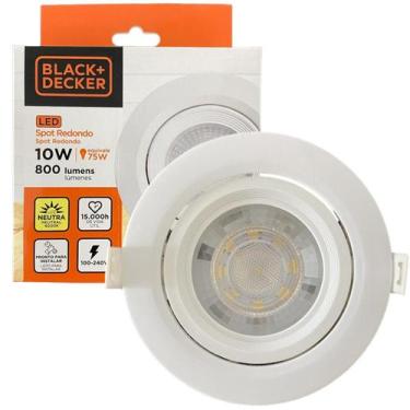 Imagem de Kit 7 Spot Led Redondo Embutir 10w Branco Neutro 4000K - Black+Decker