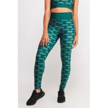 Imagem de Legging Feminina Logomania - MUV FIT, GG, Verde escuro