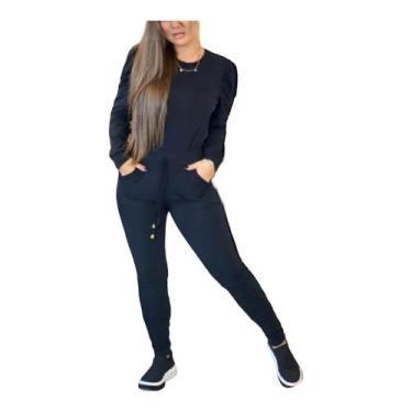 Imagem de Conjunto Moletinho Feminino Confortável Calça Joguer Blusa Manga Princ