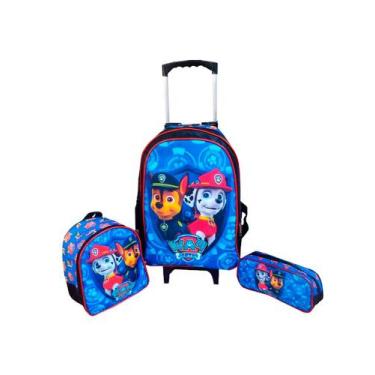 Imagem de Kit Mochila Patrulha Canina com Rodinhas Para Meninos + Lancheira Térm