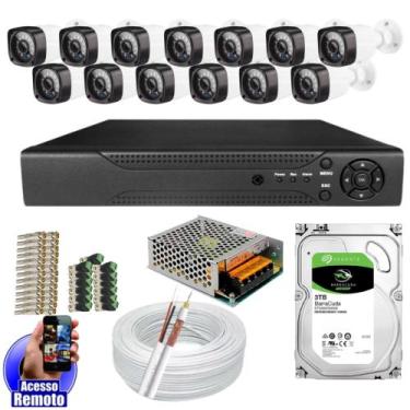 Imagem de Kit Cftv 13 Câmeras Segurança Infravermelho 20 Metros Dvr Multi Hd 16c