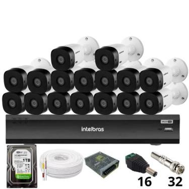 Imagem de Kit 16 Câmeras Intelbras 1220b Full Hd Dvr Intelbras Imhdx 3132 Inteli