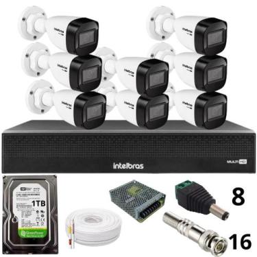 Imagem de Kit 8 Câmeras Intelbras 1130b Full Hd Dvr Mhdx 1016-c Intelbras Com De