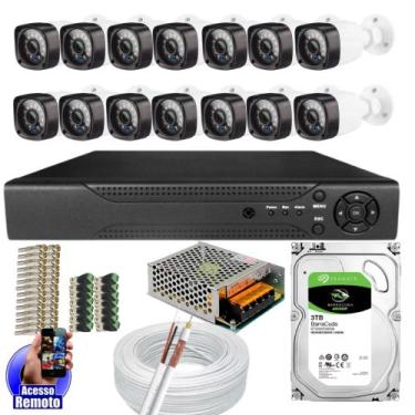 Imagem de Kit Cftv 14 Câmeras Segurança Infravermelho 20 Metros Dvr Multi Hd 16c