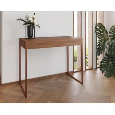 Imagem de Aparador Industrial Califórnia 137x40 Ferro Cobre Tampo Amêndoa - Impé