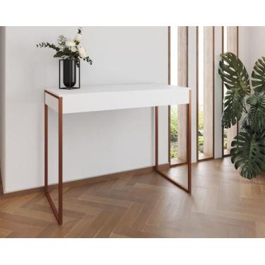 Imagem de Aparador Industrial Califórnia 137x40 Ferro Cobre Tampo Branco - Impér