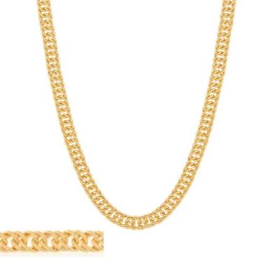 Imagem de Cordão Banhado Ouro 18k Presente Masculino Rommanel Elo Duplo Gourmet 