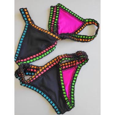 Imagem de Biquíni de Crochê Dupla face - Cabide Tropical, Rosa, M