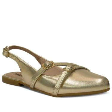Imagem de Sapatilha Slingback Infantil Menina Nº 28 ao 36 Sapato Feminino Social Bico Fino Fivela 02.47j (Dourado, BR, Criança de 9 a 12 anos, Numérico, 36)