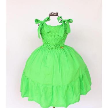 Imagem de Vestido Infantil E Juvenil Verde Neon Renda Com Tiara - Pingo de Gente