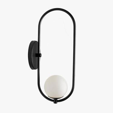 Imagem de Arandela Oval de Parede Jabuticaba Interna Externa Preto - arandela ja