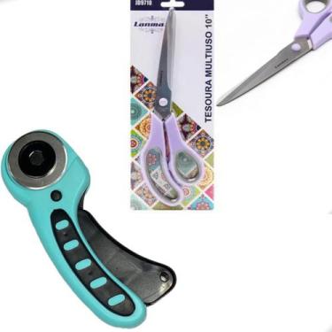 Imagem de Kit Cortado Manual E Multiuso 10 Pol Patchwork Papel Tecido - Cortador