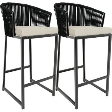 Imagem de Kit 02 Banqueta Para Área Gourmet Cozinha Varanda Corda Náutica Sunset