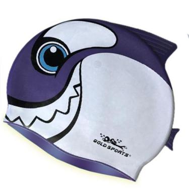 Imagem de Touca De Natação Gold Sports Kids Happy Shark De Silicone, Único, Roxo
