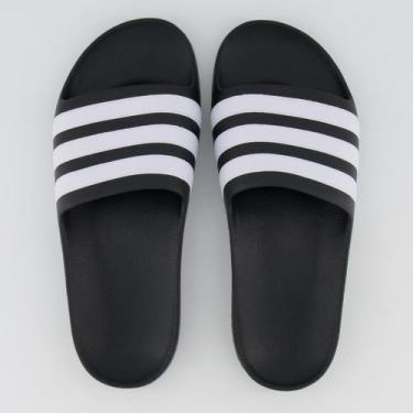 Imagem de Chinelo Adidas Adilette Aqua Juvenil Preto e Branco, 36-37