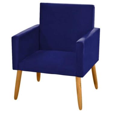 Imagem de Poltrona Nina para Atendimento Pés Madeira Suede Azul Marinho - 2M Dec