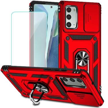 Imagem de Vokuha Capa para Galaxy Note 20 5G, capa para Samsung Note 20 N981U com protetor de tela de vidro temperado e capa de câmera deslizante, capa magnética com suporte de anel giratório 360 para Samsung