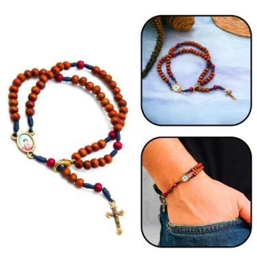 Imagem de Pulseira Terço de Pulso Carlo Acutis Madeira 4 mm - FORNECEDOR 1