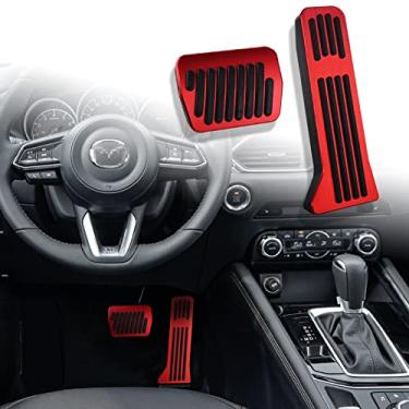 Imagem de ANFOKAS Acessórios para Mazda 3 6 CX5 CX9 Capas de pedal de carro Auto Pedal de freio de descanso Almofadas de pedal de acelerador de gás de alumínio Sporty Antiderrapante Pedais - Vermelho