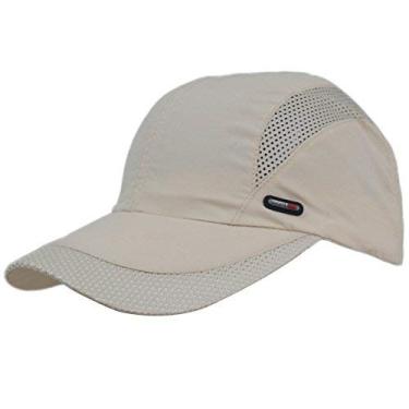 Imagem de eYourlife2012 Boné de beisebol masculino de secagem rápida com aba grande proteção UV malha tafetá, Biege, M