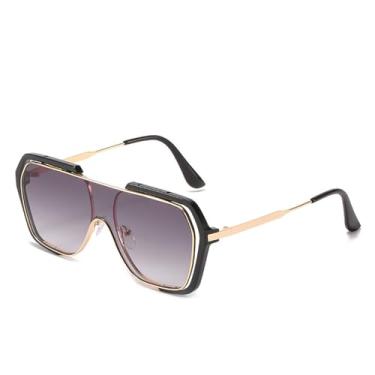 Imagem de HPIRME Óculos de sol quadrados grandes vintage, óculos de sol masculinos e femininos, óculos escuros UV400, 2, tamanho único