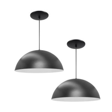 Imagem de Kit 2 Luminária Pendente Meia Lua 34cm Com Interior Branco Brilho Com 