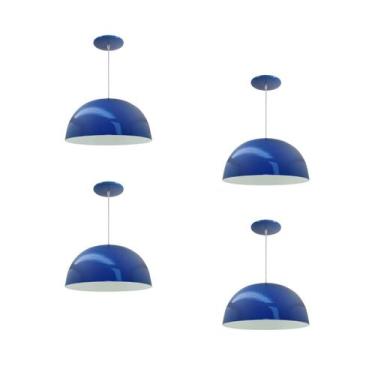 Imagem de Kit 4 Luminária Pendente Meia Lua 24cm Com Interior Branco Brilho Fiaç