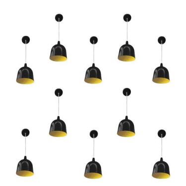 Imagem de Kit 10 Luminária Pendente Gota Com Interior Amarelo Com Fiação 110/220