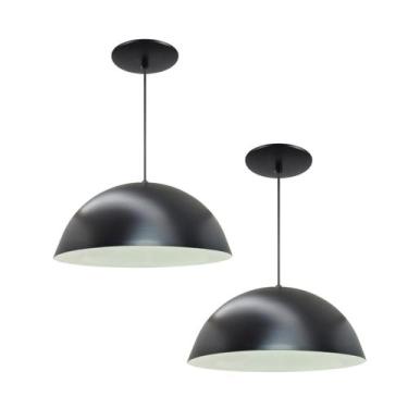Imagem de Kit 2 Luminária Pendente Meia Lua 40cm Interior Branco Brilho Fiação 1
