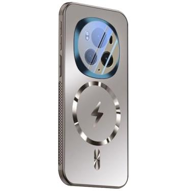 Imagem de POYUFRG Capa para Honor Magic 7 Pro/7, com sucção magnética, carregamento sem fio, capa fina, lentes totalmente envolventes, capa moderna, prata, 7 Pro