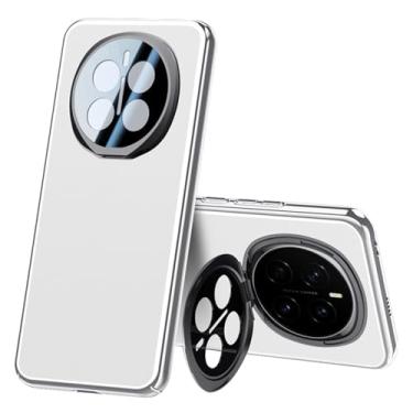 Imagem de POYUFRG Capa de couro para Honor Magic 7 Pro/7, capa de metal para câmera flip suporte fashion anti-queda fina capa de telefone comercial, branca, 7 Pro