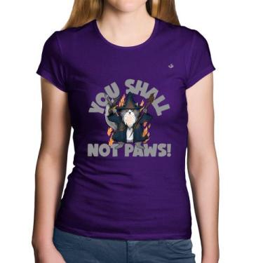 Imagem de Baby Look Algodão You shall not paws - Foca na Moda, Roxo, GGG