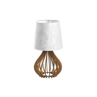 Imagem de Luminária De Mesa Para Cabeceira Cúpula Tecido Cru-M - Casa Bebe Decor