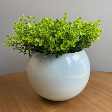 Imagem de Arranjo Centro de Mesa Vaso Branco Verdinho Artificial Completo - Deco