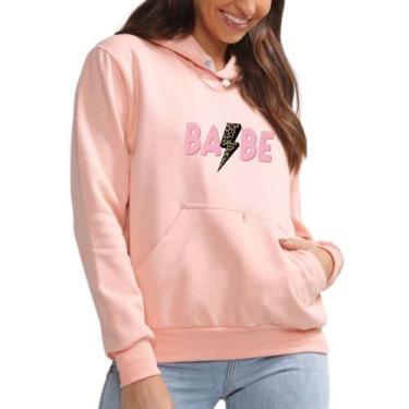 Imagem de Moletom Canguru Com Capuz Estampado Babe Modinha Gringa Look Estiloso 