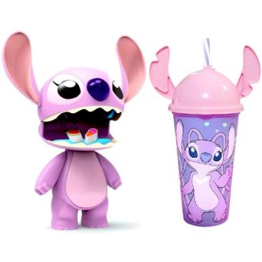 Imagem de Kit Boneca Angel Namorada Stitch Articulada Abre a Boca Elka + Copo de