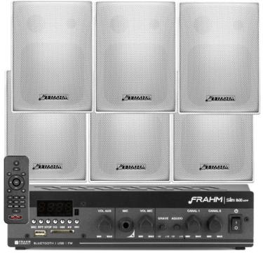 Imagem de Kit Receiver de Som Ambiente Bluetooth Frahm Slim 1600 app usb Sd + 06