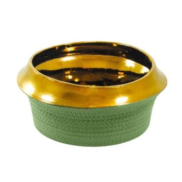 Imagem de Vaso Cachepot Decorativo Ceramica Verde Texturizado Luxo - LUXdécor