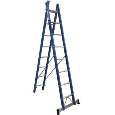 Imagem de Escada de fibra de vidro 8 / 14 degraus 2,50 x 4,40 m modelo multiuso 