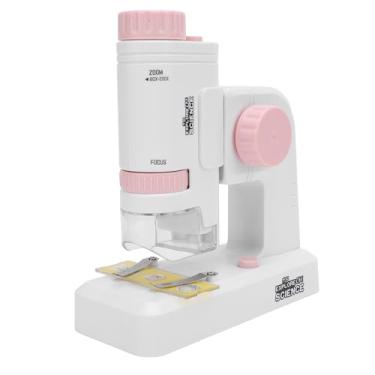 Imagem de Microscópio infantil, Microscópio para experimentos científicos de alta definição Conjunto de microscópio portátil miniatura para estudantes com 12 peças de espécimes coloridos