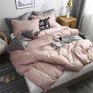Imagem de Edredom casal queen size bicolor mais duas fronhas rosê - ESPAÇO CASA 