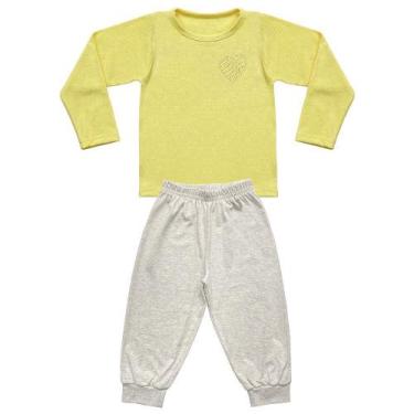 Imagem de Pijama Infantil Look Jeans Longo Amarelo - AMARELO - 03, 03, Amarelo