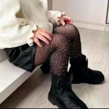 Imagem de Meia Calça Arrastão Com Strass Brilho Trama Aberta Rede Moda Adulto e 