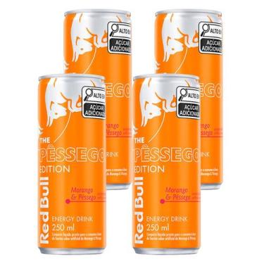 Imagem de Energético Red Bull Morango e Pêssego 250ml 4 Unidades