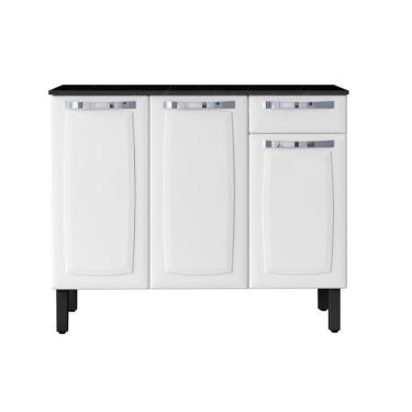 Imagem de Balcão Rose Em Aço 3 Portas 1 Gaveta Com Tampo Itatiaia Branco