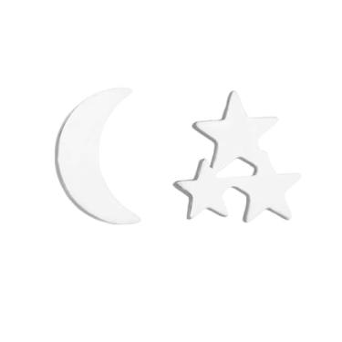 Imagem de BlingNuts Brincos femininos de aço inoxidável prateados pequenos brincos para presente de Natal, família, amigos, aniversário, aniversário, F, Aço inoxidável, Sem pedra preciosa