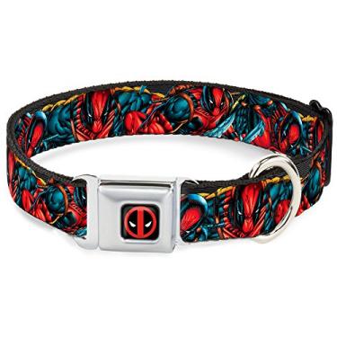 Imagem de Buckle-Down Coleira para cachorro DC-WDP004-WM DPA Dead Pool logotipo preto/vermelho/branco, largo-médio/16-23
