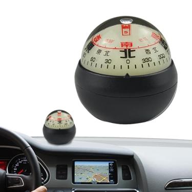 Imagem de Bússola de bola para painel do carro, Dash Compass Ball | Painel de barco para carro com bola de bússola com mostradores duplos | Bola luminosa da bússola do painel do barco do carro do design para a